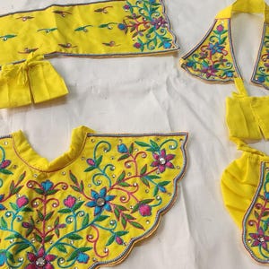 Exquisite Handmade Radha Krishna Embroidery Dress | Traditional Zari Work Deity Outfit | Pure Cotton Temple Attire | Vrindavan Crafted Pooja