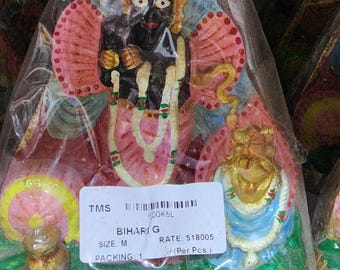 Banke Bihari Murti da 5 pollici - Idolo del Signore Krishna fatto a mano da Vrindavan