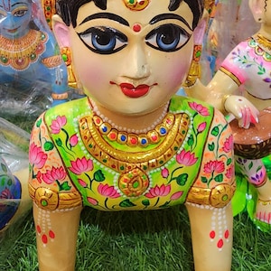12-Inch Ladli Ji Radha Rani Murti – Brass Barsane Wali Radha Statue, Handmade in Vrindavan  Radha Rani| Width – 6inches depth 9inch