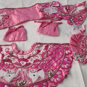 Exclusive Radha Krishna Handmade Dress | Embroidery & Zari Work Temple Attire | Vrindavan Crafted  | Premium Cotton Deity Pooja Wear