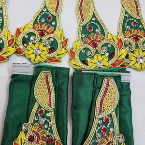 hand-Made Gaura Nitai Outfit, Embroidered Silk Dress with Dhoti, Shirt & Shawl, Perfect for ISKCON Deities, Handmade in Holy Vrindavan