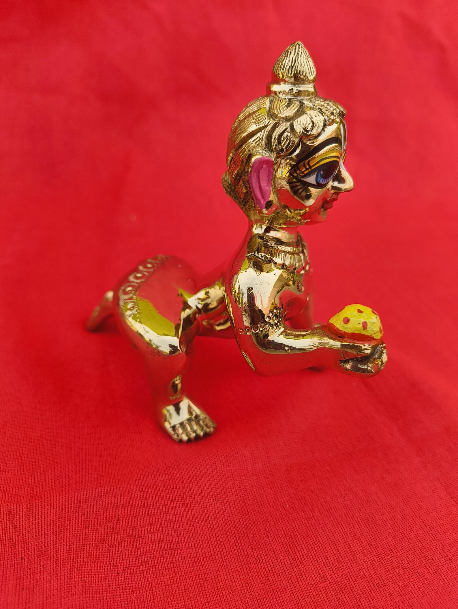 5-inch Brass Laddu Gopal Idol | Handmade Bal Gopal Murti | Krishna ...