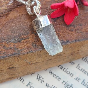 Raw Aquamarine Necklace Pendant,Raw Crystal Pendant,Raw Gemstone Pendant,Aquamarine Raw NecklaceJewellery, Silver Gemstone Necklace