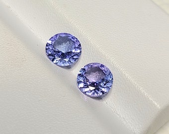 Natural Tanzanite Gemstone Pair 6mm Size Faceted Tanzanite Round Gemstone