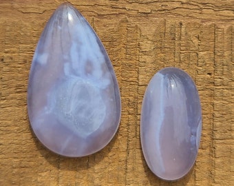 Natural Chalcedony Cabochons: Teardrop & Oval, 29 Carats