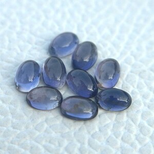 Natural Iolite Cabochons: Oval Gemstones for Jewelry Making (7x5MM, 10 Pieces)
