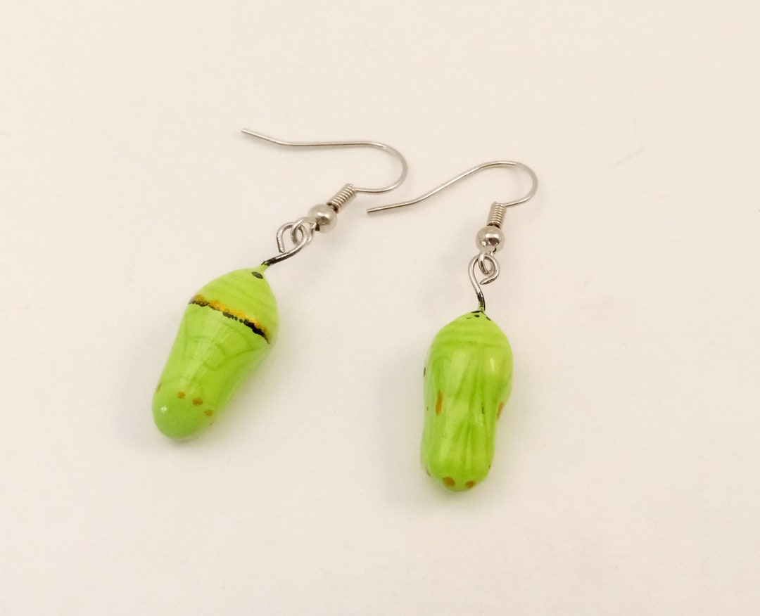 Monarch Chrysalis Earrings Handmade Polymer Clay Monarch Etsy