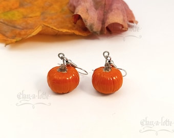 Handmade Clay Pumpkin Earrings cute fall earrings Halloween earrings pumpkin jewelry