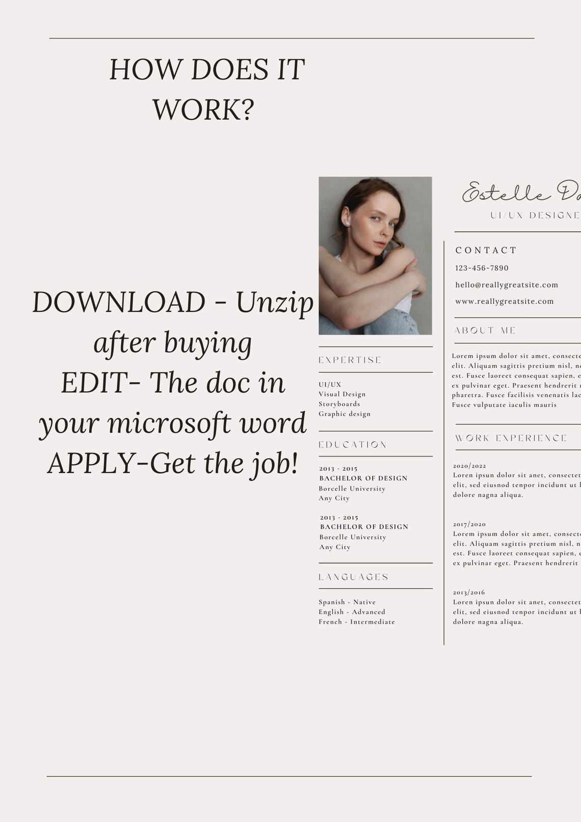 CV TEMPLATE Resume Word. Professional Resume Template. Etsy UK