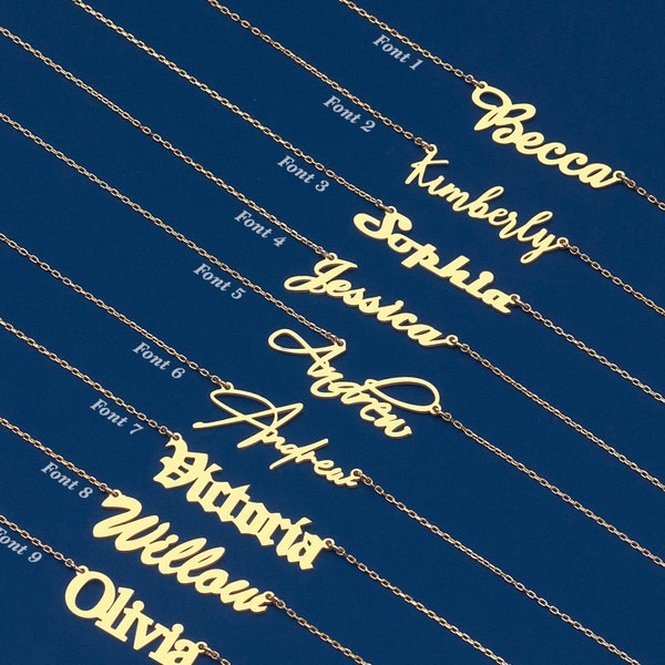 Gold Name Necklace Etsy