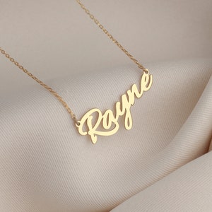 14K Solid Gold Name Necklace, Gold Nameplate Necklace, Solid Gold Jewelry, Gold Name Necklace, Personalized Name Necklace image 5