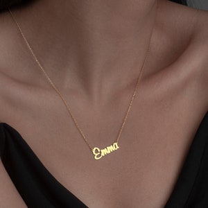 14K Solid Gold Name Necklace, Gold Nameplate Necklace, Solid Gold Jewelry, Gold Name Necklace, Personalized Name Necklace image 8
