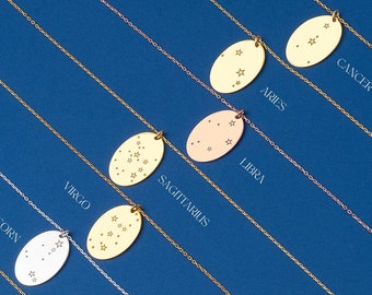 14K Gold, Cancer Necklace - Zodiac Star Necklace, Zodiac signs jewelry, Constellation necklace, Astrology sign necklace, birthday gift