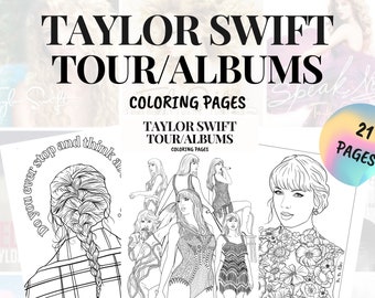 Taylor Swift Tour/Albums Coloring Pages: Downloadable Printable Perfect for Swifties & Music Fans!