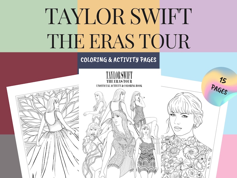 Taylor Swift Eras Tour Coloring Pages: Downloadable Printable Perfect for Swifties & Music Fans image 1