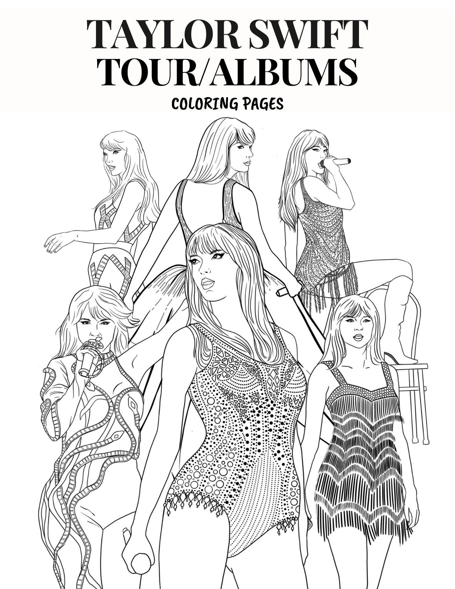 Taylor Swift The Eras Tour Coloring Pages Fan Art