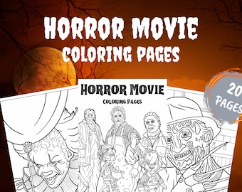 Horror Movie Inspired Coloring Pages | Spooky Halloween Printable Activity, PDF Instant Download