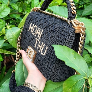 Yarn Cotton Hand Bag Crochet, Cute Custom Handbag and Shoulder Bag Handmade, Crochet Bags For Women