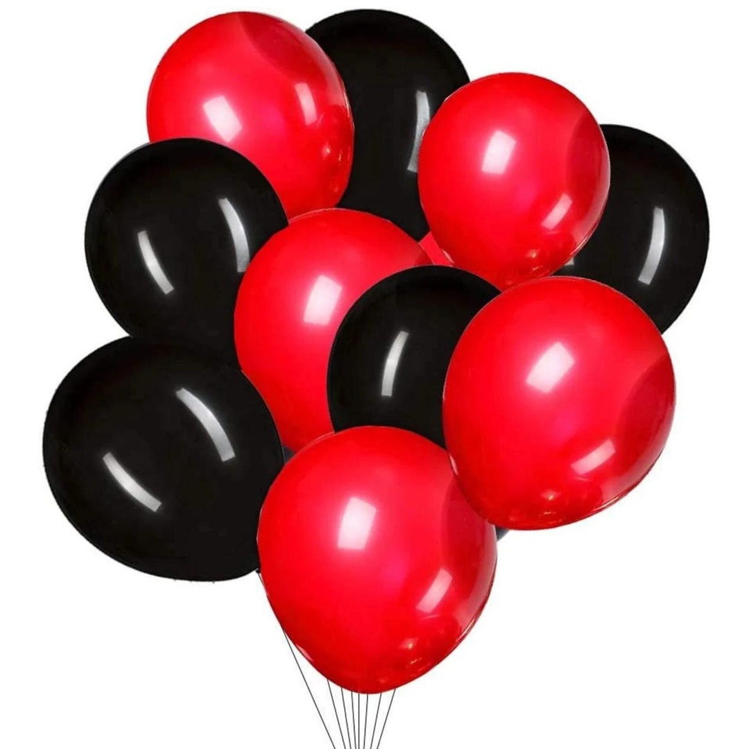 Red & Black Balloons 12 Inch 10/25/50/100 Pack Latex Birthday Party ...
