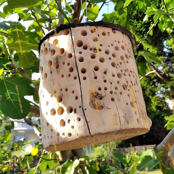 Naturbelassen Holz Insektenhotel Wildbienen-Nisthilfe Insektenhaus Handgefertigt