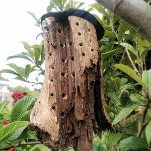 Natural wooden insect hotel wild bee nesting aid natural rustic insect house handmade - functional and decorative