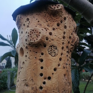 Natural rustic special stucco Natural wood insect hotel Wild bee nesting aid Insect house Handmade - functional and decorative