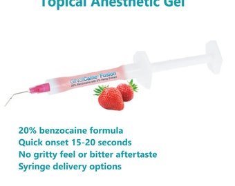 Topical Anesthetic Gel in Syringe, Made in USA, Prefilled Syringe, 20% benzocaine formula,  3/Pack, Exp 11/27