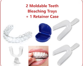 Moldable Teeth Whitening Clear Trays with Retainer Case - 2 Trays + 1 Retainer Case