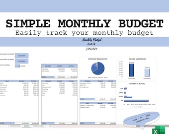 Excel Budget Template | Excel Budget Spreadsheet | Excel Monthly Budget Spreadsheet | Paycheck Budget