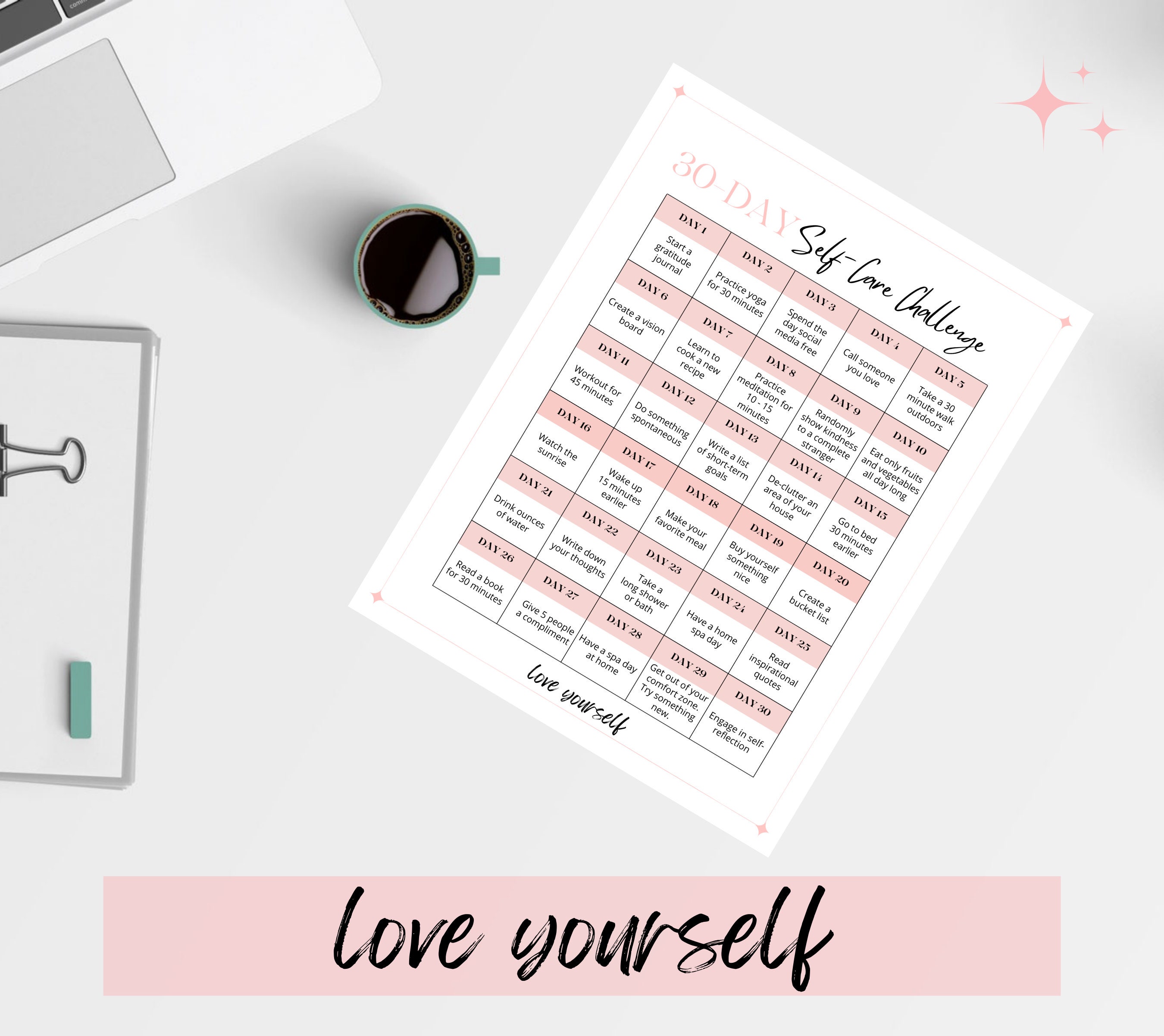 30 Day Self Care Checklist, Self Care Challenge, Self Care Planner ...