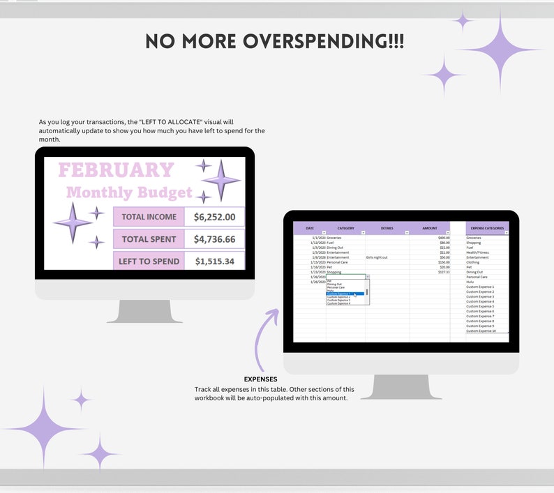 Excel Budget Template Spreadsheet Dashboard | Monthly Budget ...