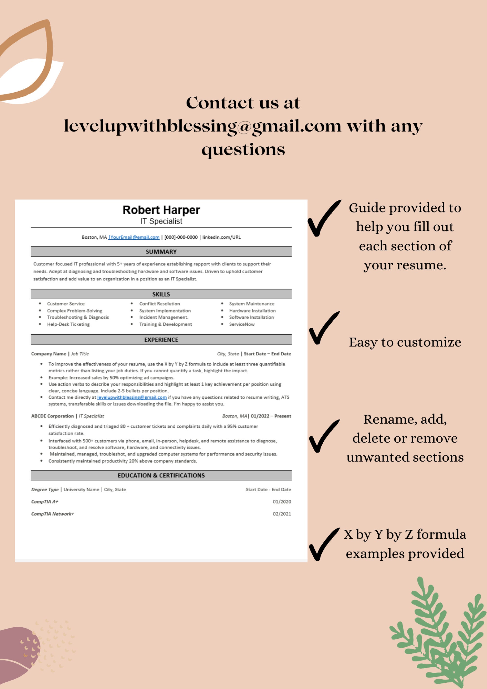 IT Resume, Tech Resume, Tech Support Resume, Ats Resume, Tech Resume ...