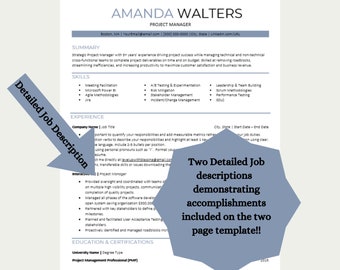 Project Manager Resume, Project Manager Resume Template, Project Manager, ATS Resume, 2022 Resume Template, Resume Template