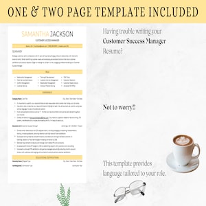 Customer Success Manager Resume, ATS Resume, Professional Resume, Customer Service Resume, CV Resume Template, Word Resume Template