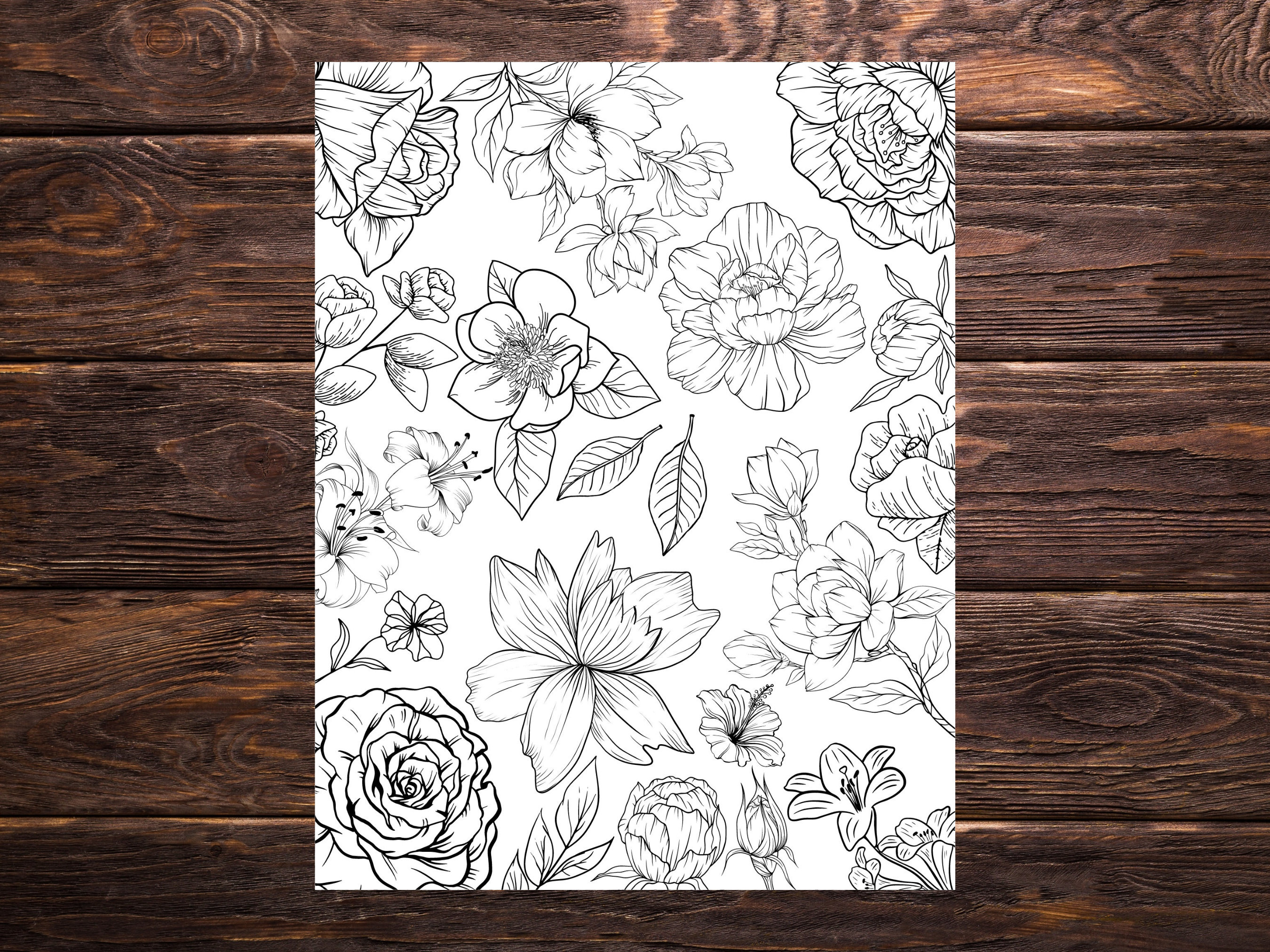 10 Pack Printable Botanical Coloring Pages, Floral Coloring Book Pages ...