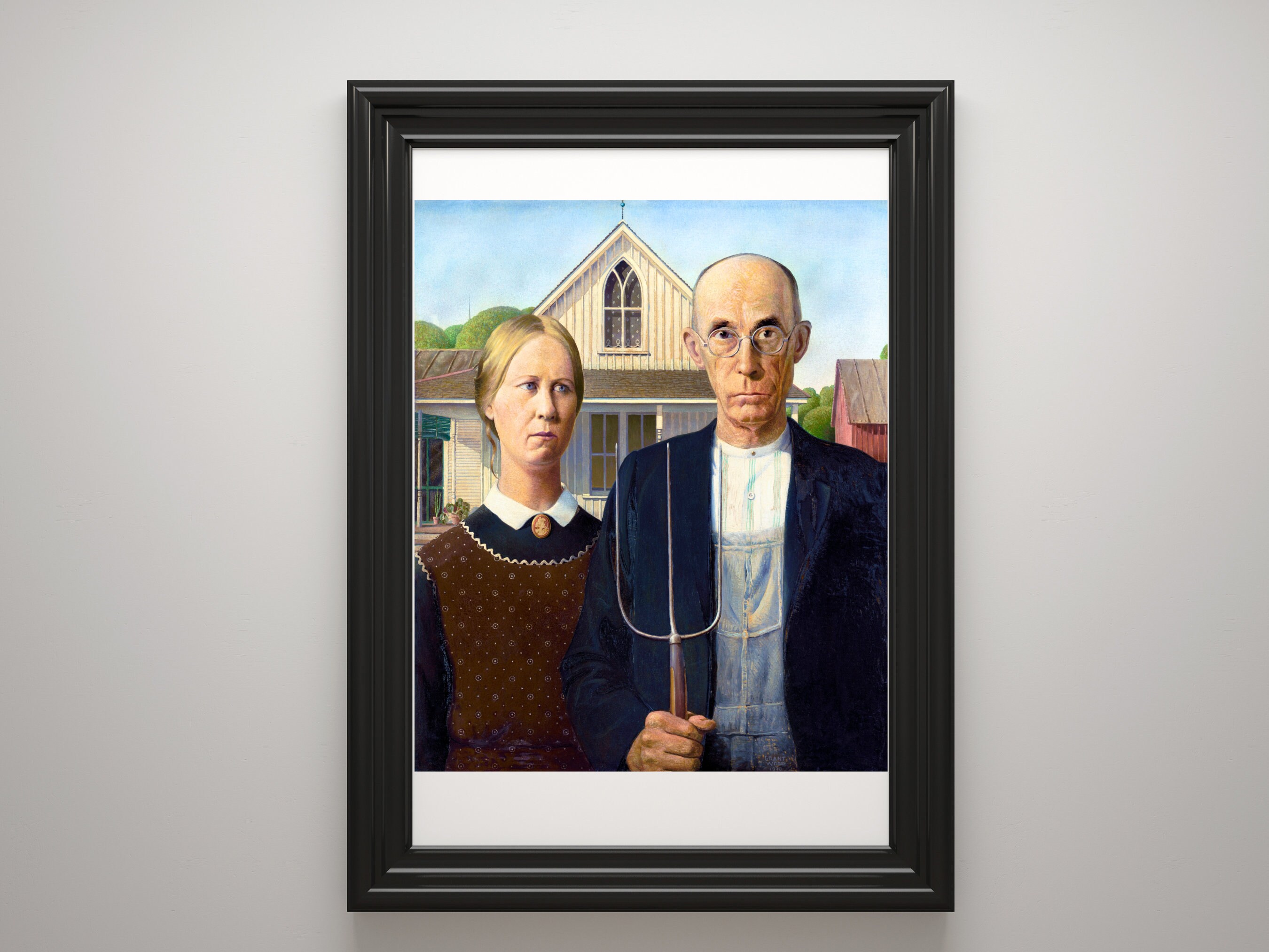 American Gothic by Grant Wood, Vintage Artwork Print, Instant