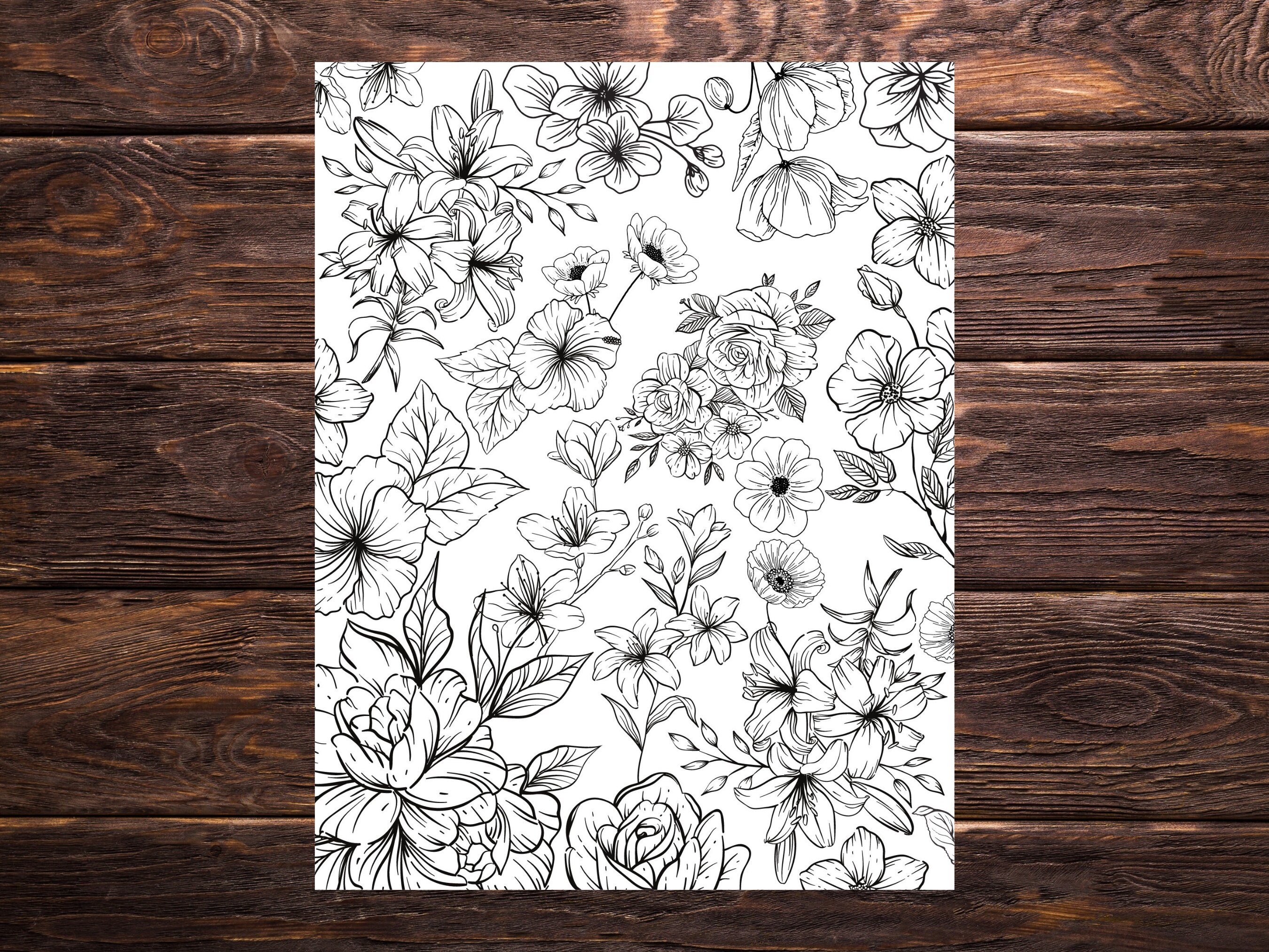 10 Pack Printable Botanical Coloring Pages, Floral Coloring Book Pages ...