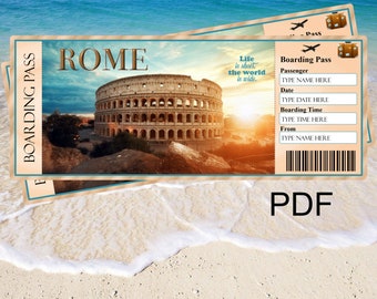 Rom Bordkarte, digital, bearbeitbar, Download, Ticket, Gutschein, Urlaub, Ferien, Pdf, Reisen