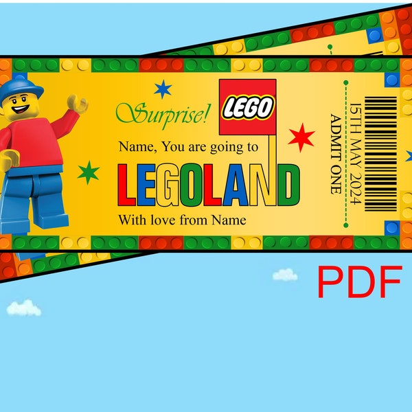Legoland,Digital, editable, download, ticket, voucher,holiday, vacation
