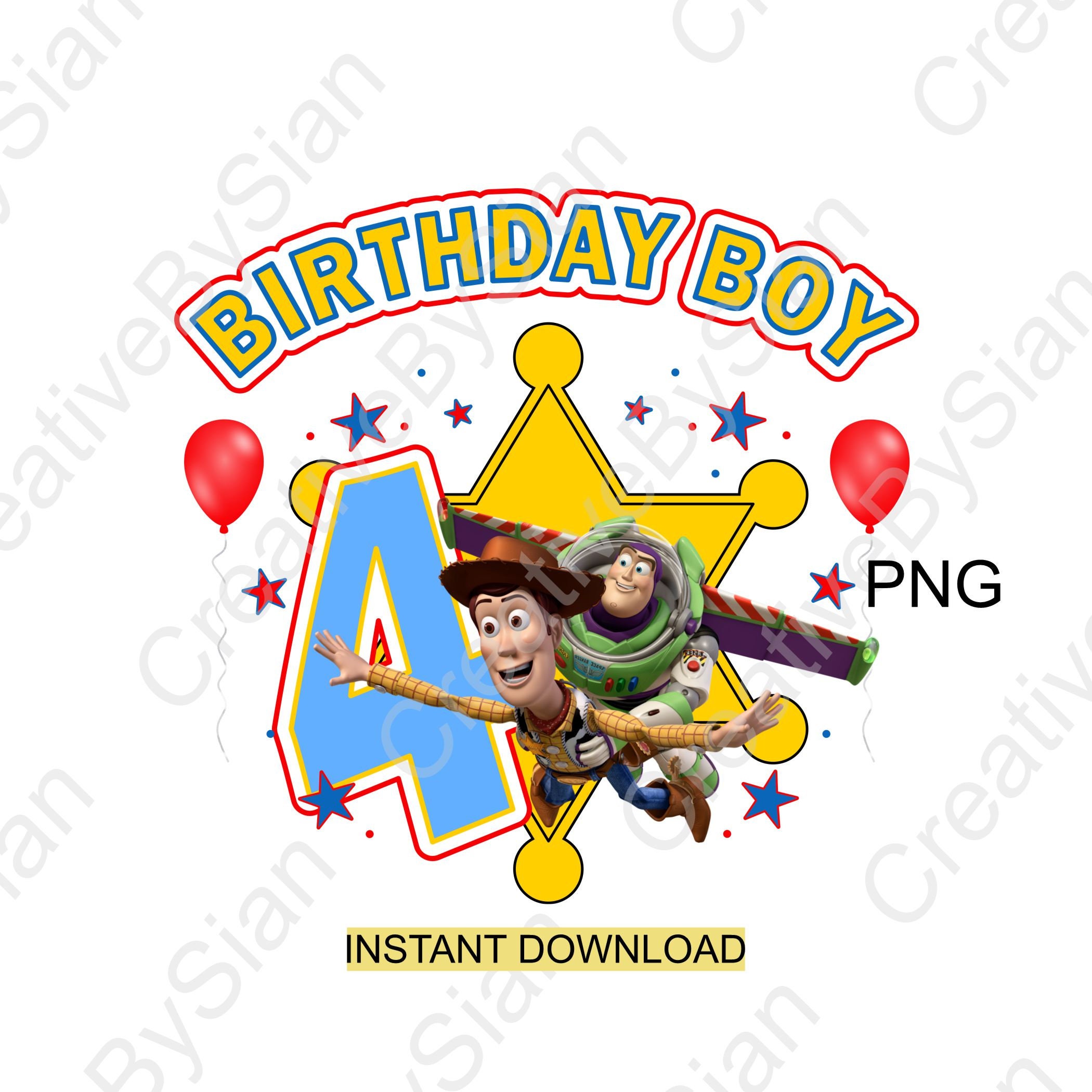 Toy Story, Birthday, Clipart, Png, 4TH Birthday, Age 4, PNG ONLY