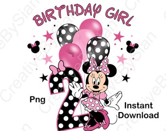 Minnie, Birthday, Clipart, Png, 2ND Birthday, Age 2, PNG ONLY, Digital, Download, Transparent background