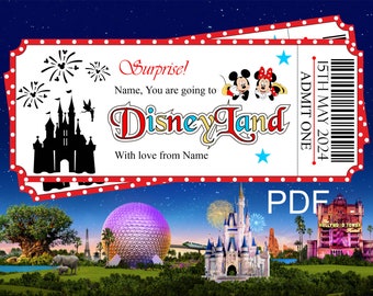 DISNEYLAND ,Digital, editable, download, ticket, voucher,holiday, vacation, paris, califonia