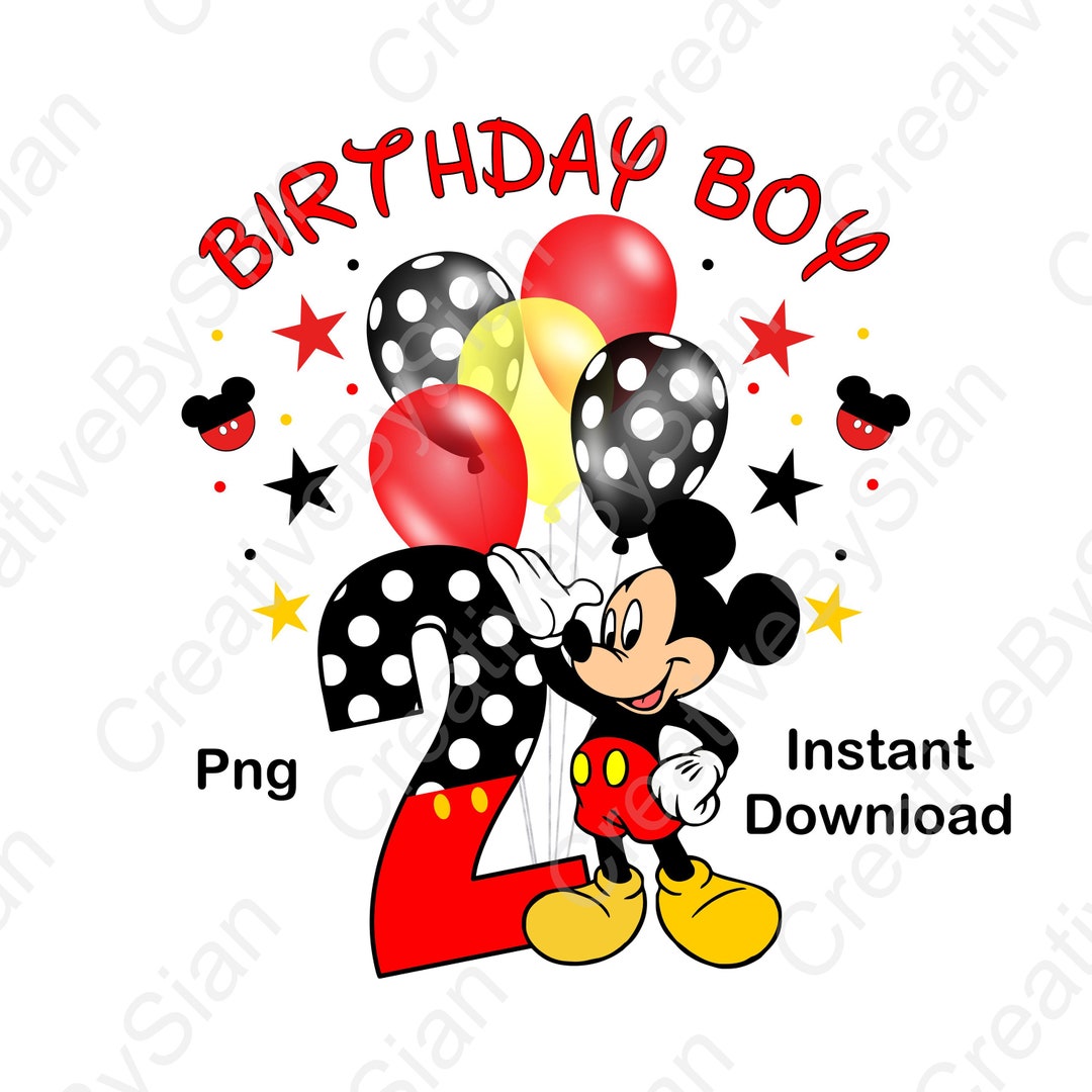 Mickey, Birthday, Clipart, Png, 2ND Birthday, Age 2, PNG ONLY, Digital