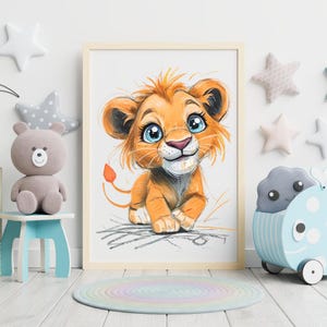 Baby Lion Nursery Print | Jungle Animal Wall Art | Digital Download | Safari Decor for Kids | Printable Nursery Art