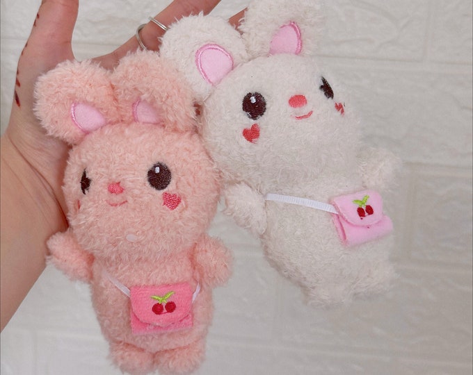 Kawaii Cute Bunny Plush soft keychain plush, Cute Bunny Plush Keychain, Girls Anime Car Keyring, Kawaii Girl Bag Accessories Cute Plush Toy
