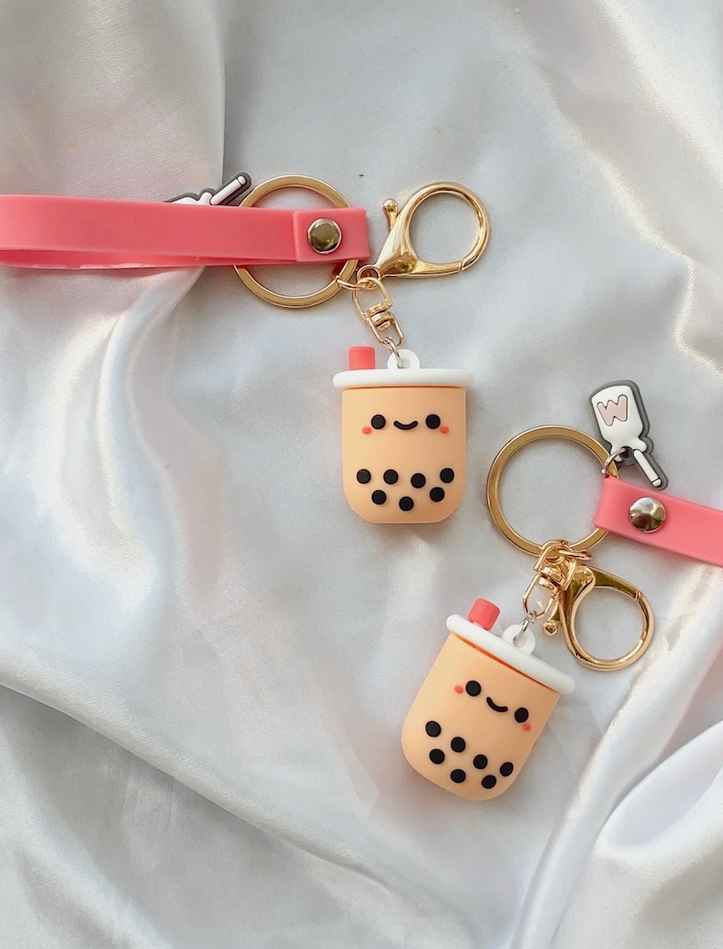 Boba Tea Charm Keychain Keyring Kawaii /boba Bubble Tea Etsy