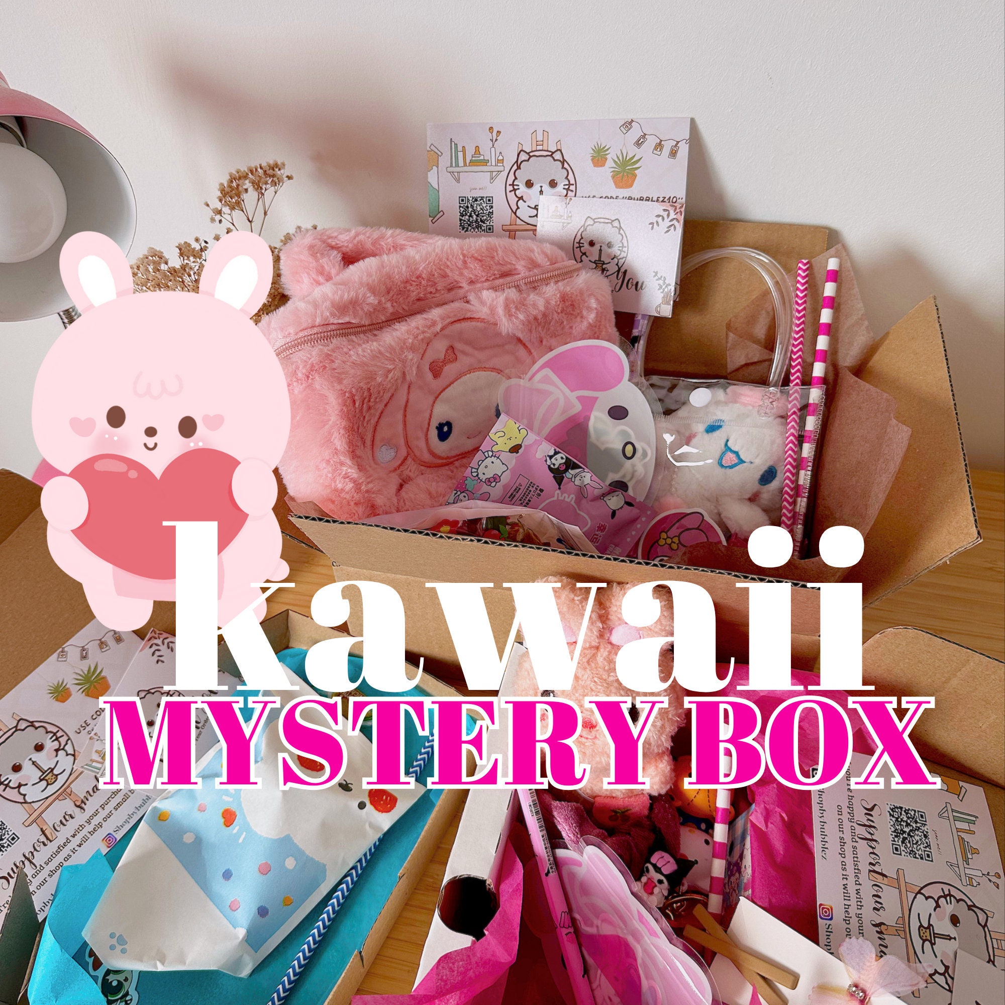 Kawaii Grab Bag Korean Stationery, Cute Mystery Box, Washi Tape, Stickers,  Memo, Pens, Pencil Case and Stationery Set 
