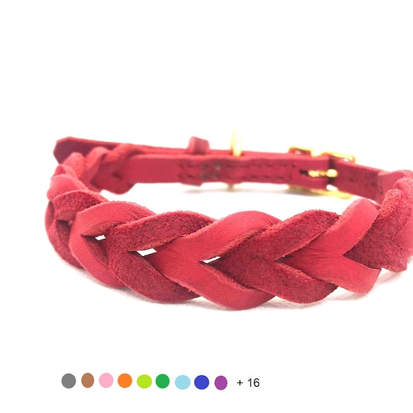 GilanoDogfashion Fettleder Halsband *VERNÄHT* einfarbig geflochten *TOP Qualität* 25 Farben 100% Handarbeit 15-30mm Breite