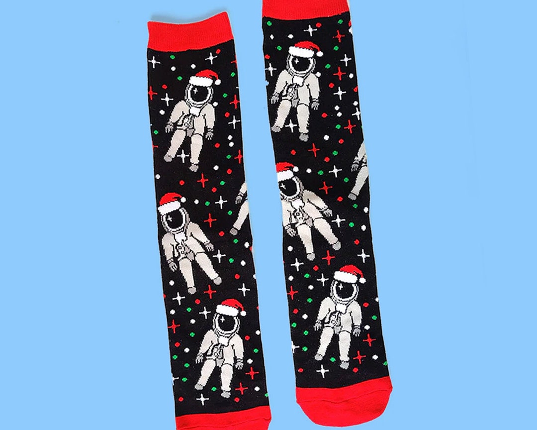 Spaceman XMAS Socks Cool Astronaut Space Alien Santa Hat Etsy