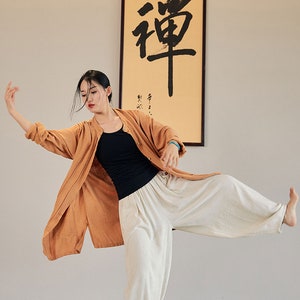 Leinen Baumwolle Taichi Jacke Set, Taichi Hose, Kongfu Anzug LIZIQI inspiriert 220422x Leinen Hemd Frauen, Leinen Frauen Tunika, Leinen Tang Anzug Bild 3